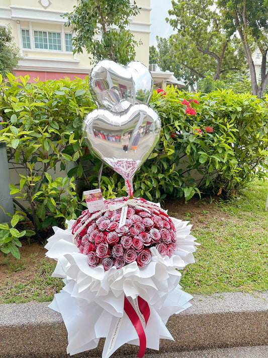 Red Roses in Snow 落雪玫瑰 Bouquet (99 stk)