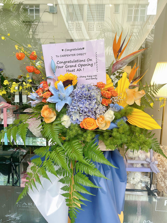 Grand Opening Flower Stand (Premium) - Blue & Yellow theme