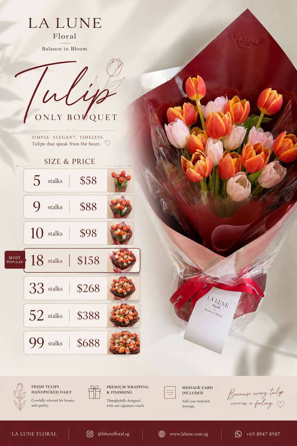 Tulip Rouge❤️Signature Tulip Bouquet