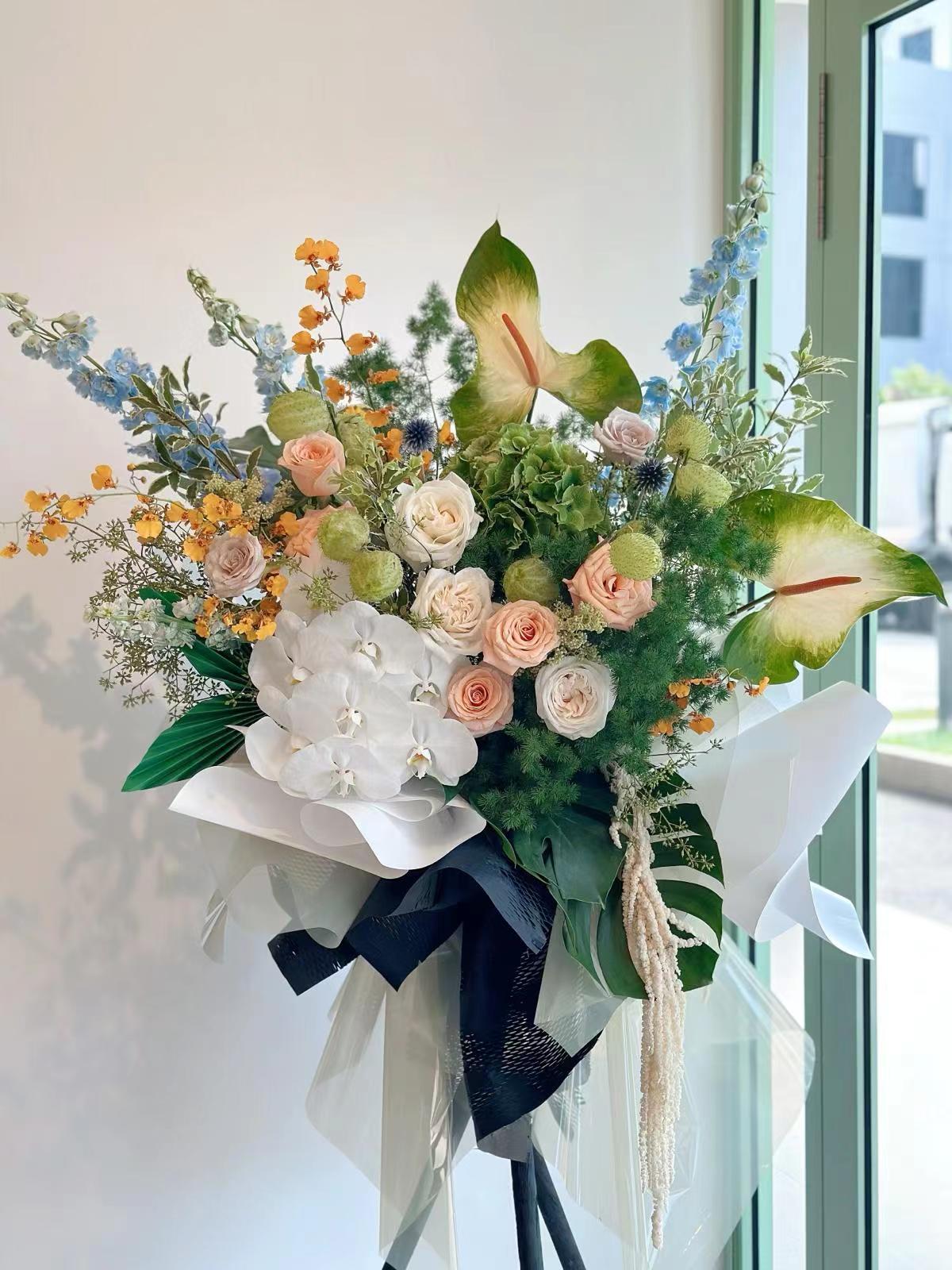Grand Opening Flower Stand (Luxury） - Green & White theme