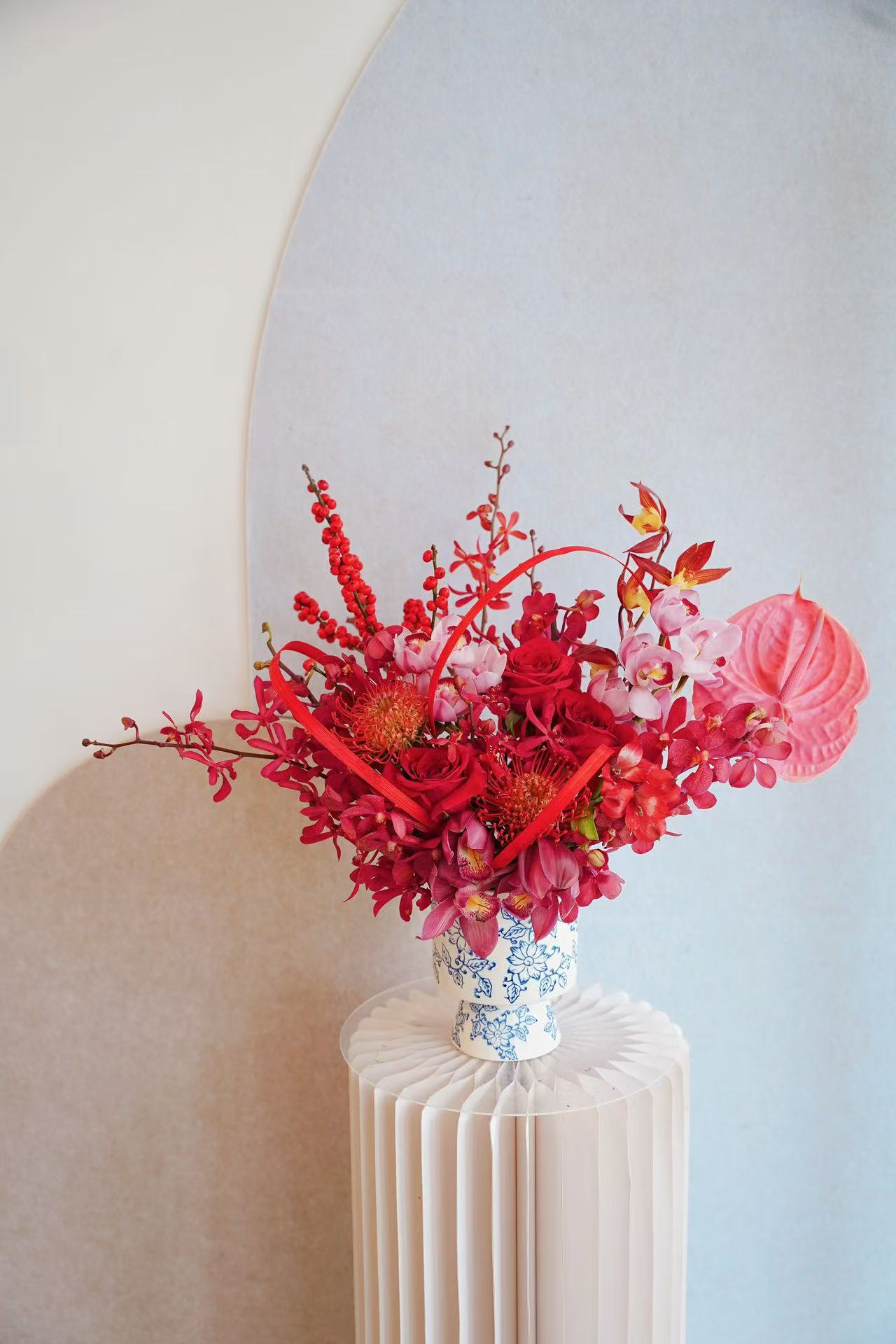 2025🧧CNY Fresh Flower Box - 「鸿运当头」Hong Yun Dang Tou ❤️ Red Theme