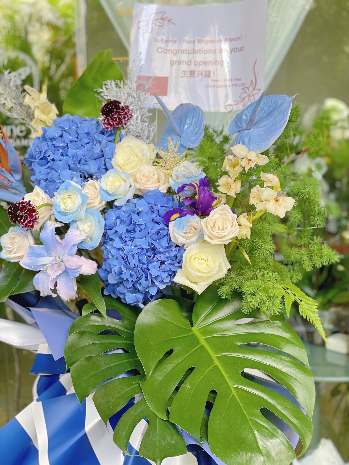Grand Opening Flower Stand (Premium） - Blue & White theme