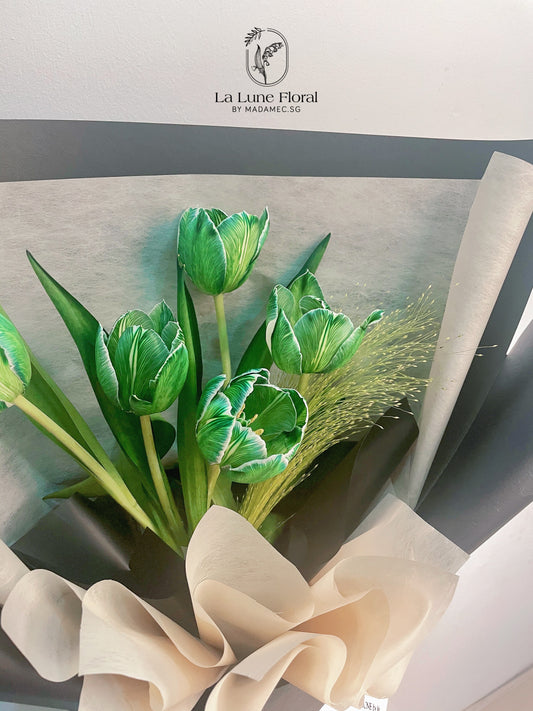 【Scottish Green】Dyed Color Tulips Bouquet（5 stk）