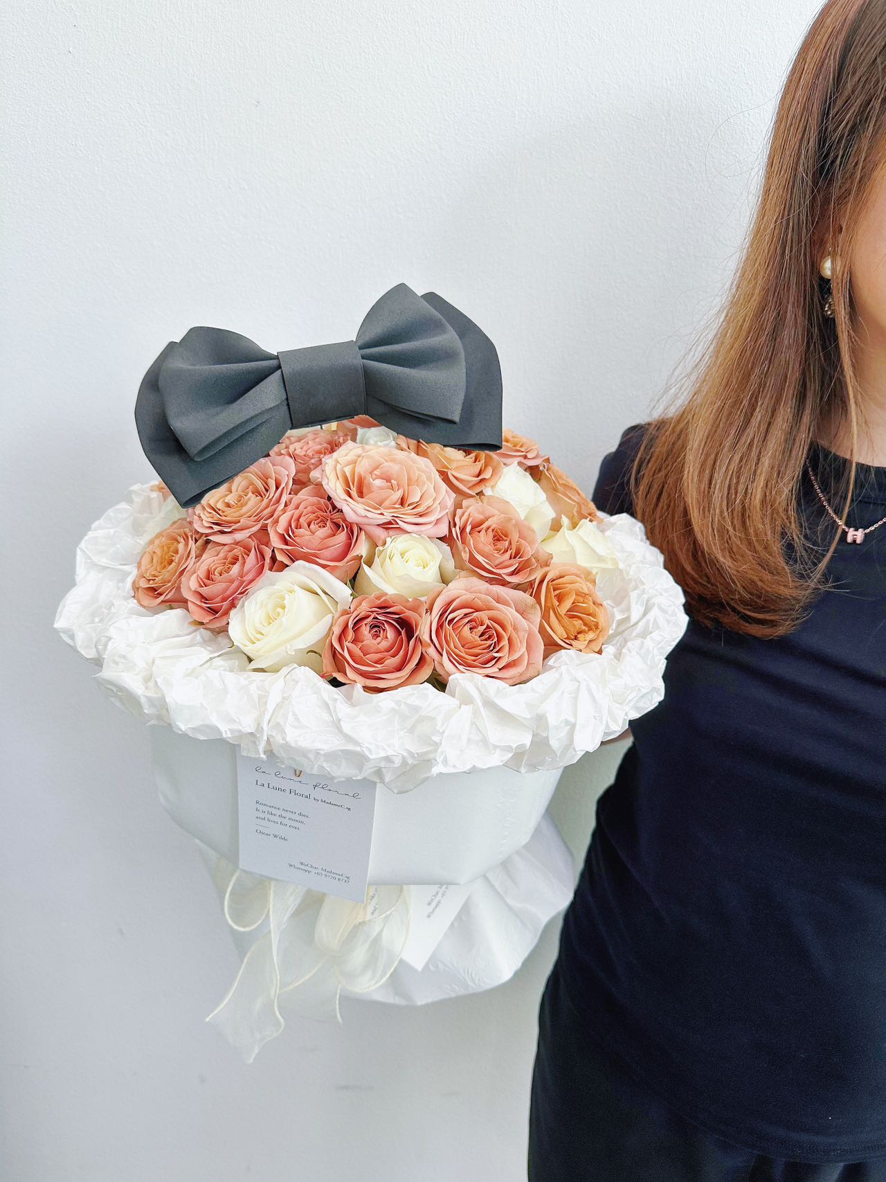 🤍Milk Coffee🤎 - Cappuccino Roses mix White Roses ( 33 stk )